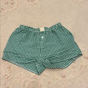 Green Checkered Women's Shorts